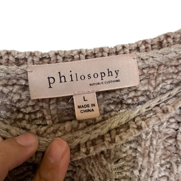 Philosophy Chunky Cable Knit Sweater Tan Size Large - Picture 5 of 9